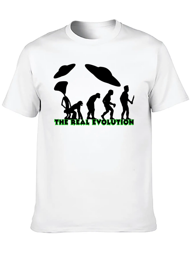Alien Ufo EVOLUTION The Real Evolution Gift-Idea Lightweight Cotton T-Shirt – Daily Comfort Graphic Shirt