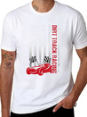 American Flag Dirt Track Racing Car Driver Racer Lightweight Cotton T-Shirt – Daily Comfort Graphic Shirt