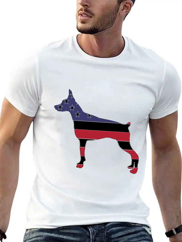 American Flag Pinscher Happy 4th Of July Lightweight Cotton T-Shirt – Daily Comfort Graphic Shirt