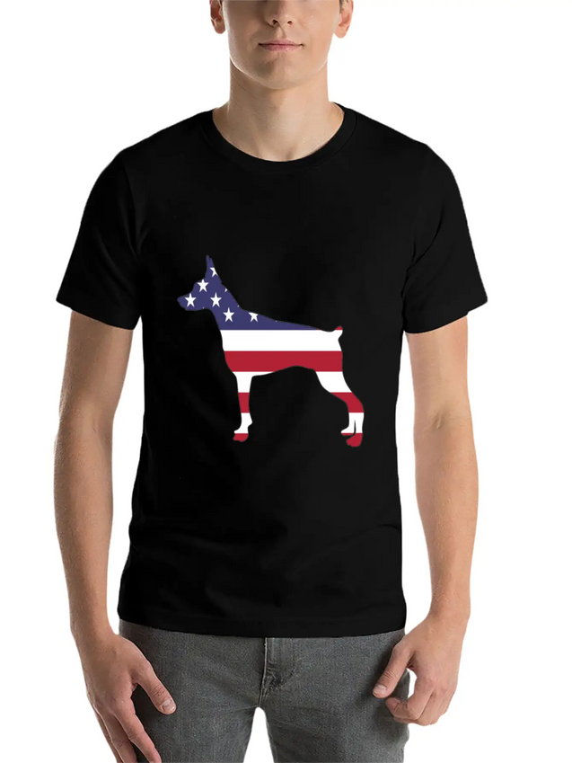 American Flag Pinscher Happy 4th Of July Lightweight Cotton T-Shirt – Daily Comfort Graphic Shirt