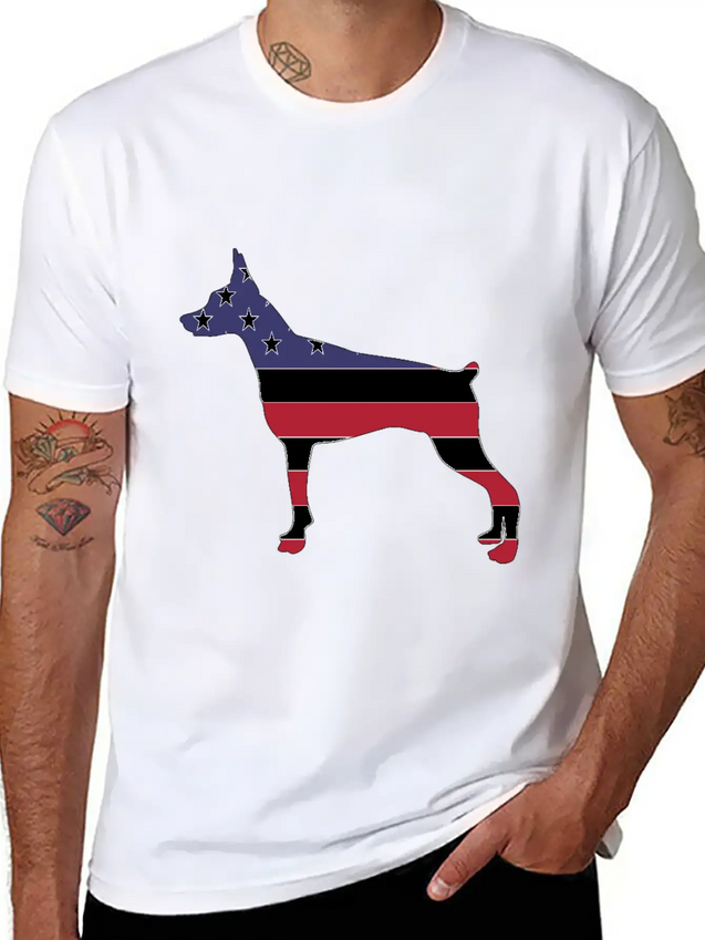 American Flag Pinscher Happy 4th Of July Lightweight Cotton T-Shirt – Daily Comfort Graphic Shirt