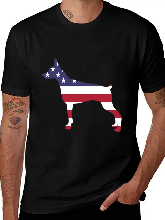 American Flag Pinscher Happy 4th Of July Lightweight Cotton T-Shirt – Daily Comfort Graphic Shirt