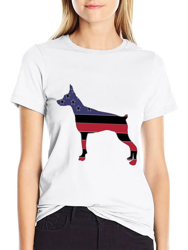 American Flag Pinscher Happy 4th Of July Lightweight Cotton T-Shirt – Daily Comfort Graphic Shirt