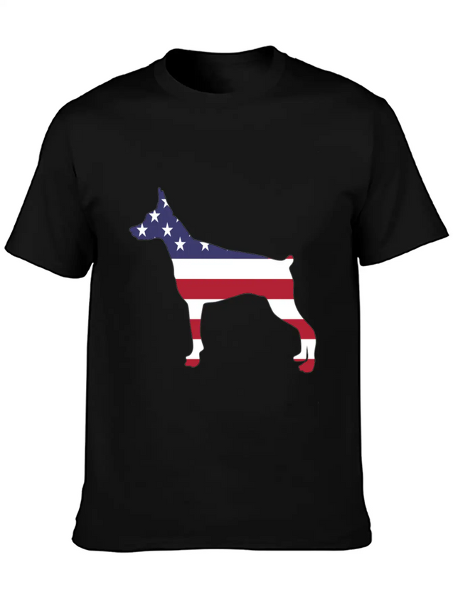 American Flag Pinscher Happy 4th Of July Lightweight Cotton T-Shirt – Daily Comfort Graphic Shirt