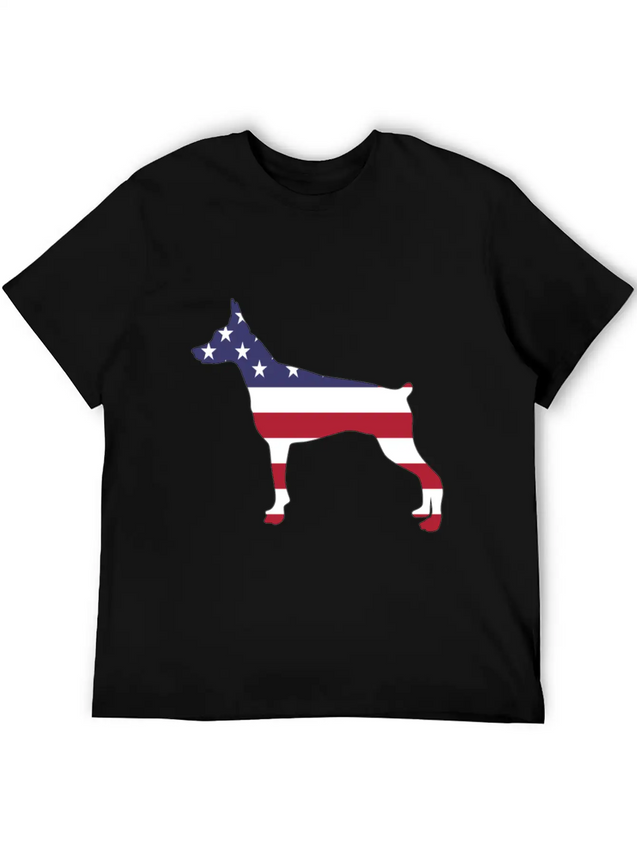 American Flag Pinscher Happy 4th Of July Lightweight Cotton T-Shirt – Daily Comfort Graphic Shirt