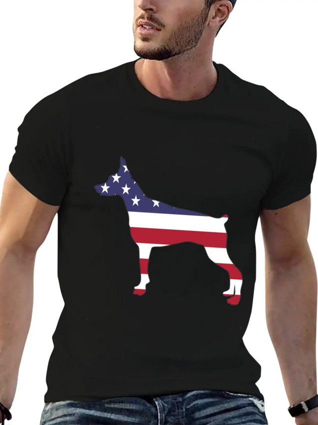 American Flag Pinscher Happy 4th Of July Lightweight Cotton T-Shirt – Daily Comfort Graphic Shirt