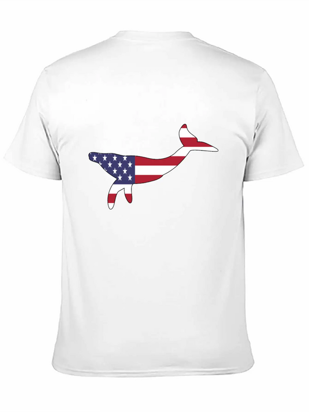 American Flag Whale Happy 4th Of July Lightweight Cotton T-Shirt – Daily Comfort Graphic Shirt