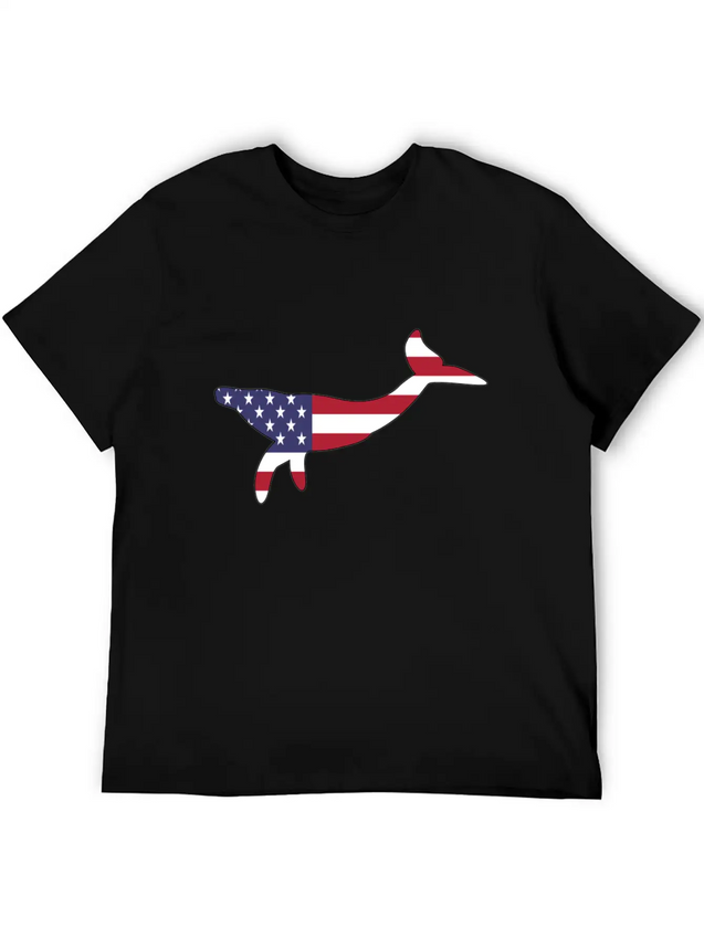 American Flag Whale Happy 4th Of July Lightweight Cotton T-Shirt – Daily Comfort Graphic Shirt
