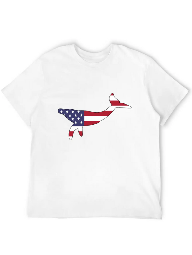 American Flag Whale Happy 4th Of July Lightweight Cotton T-Shirt – Daily Comfort Graphic Shirt