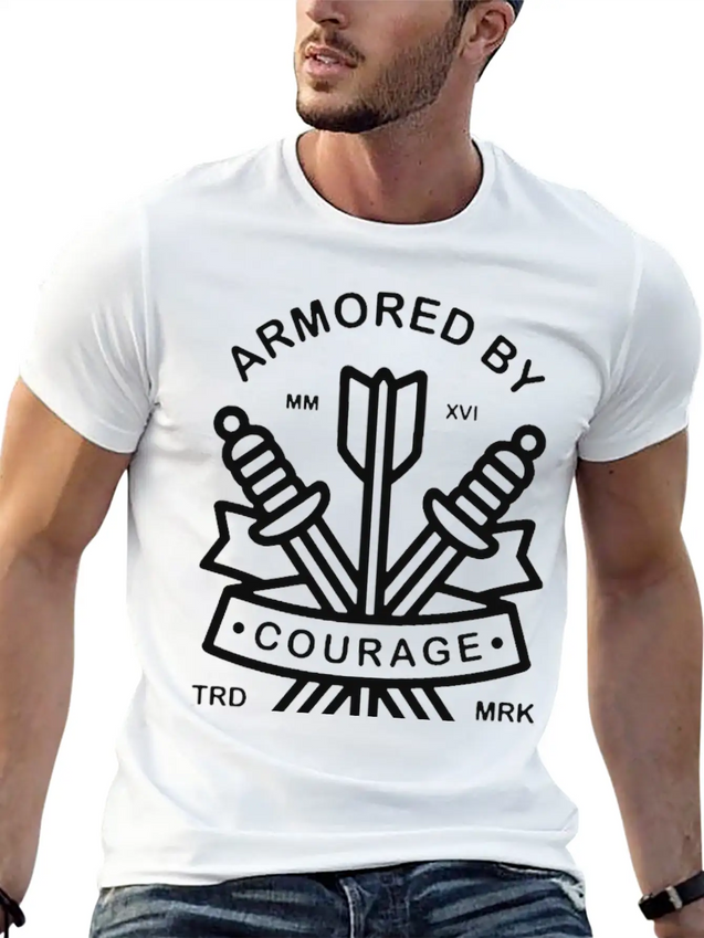 Armored By Courage Lightweight Cotton T-Shirt – Daily Comfort Graphic Shirt
