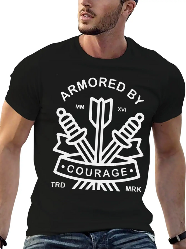 Armored By Courage Lightweight Cotton T-Shirt – Daily Comfort Graphic Shirt