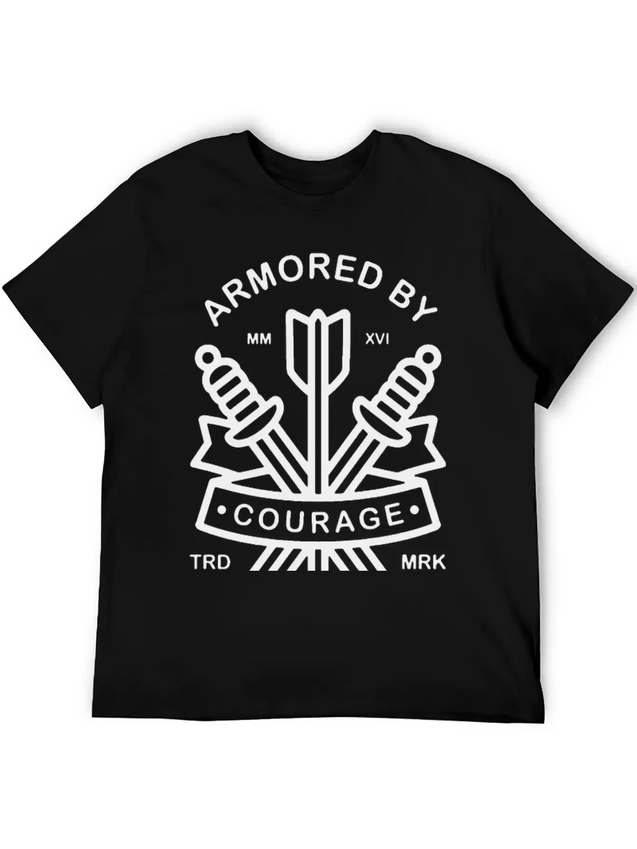 Armored By Courage Lightweight Cotton T-Shirt – Daily Comfort Graphic Shirt
