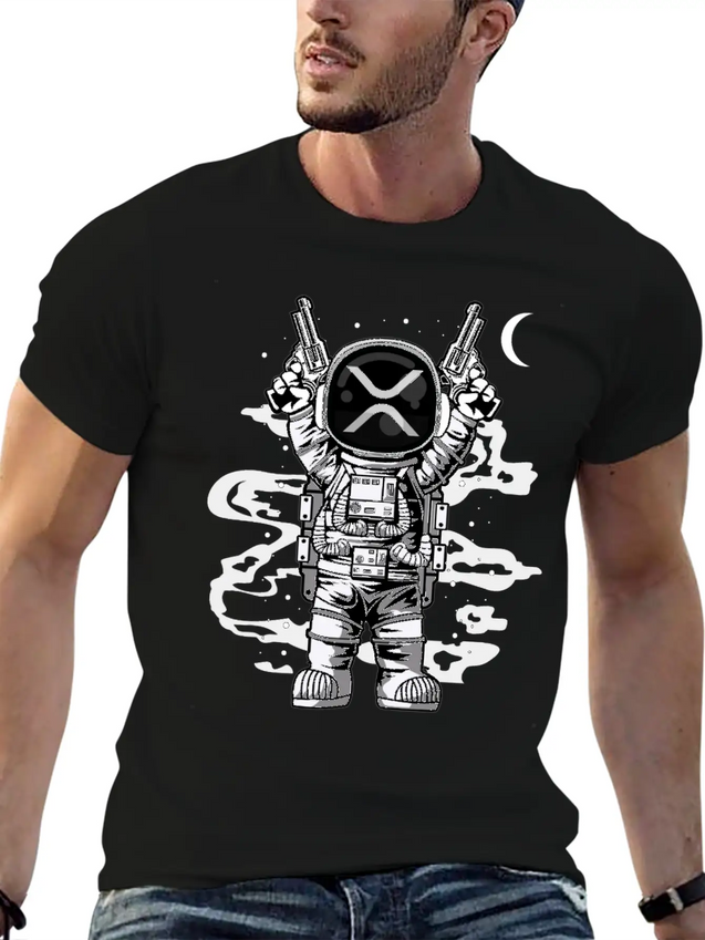 Astronaut Ripple XRP Coin To The Moon Crypto Token Lightweight Cotton T-Shirt – Daily Comfort Graphic Shirt