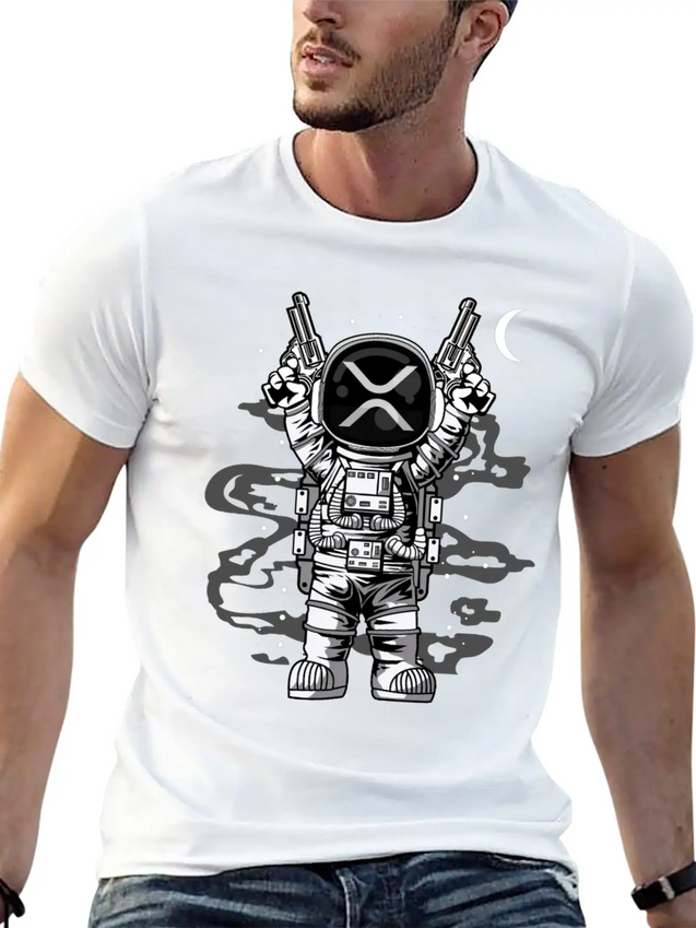 Astronaut Ripple XRP Coin To The Moon Crypto Token Lightweight Cotton T-Shirt – Daily Comfort Graphic Shirt