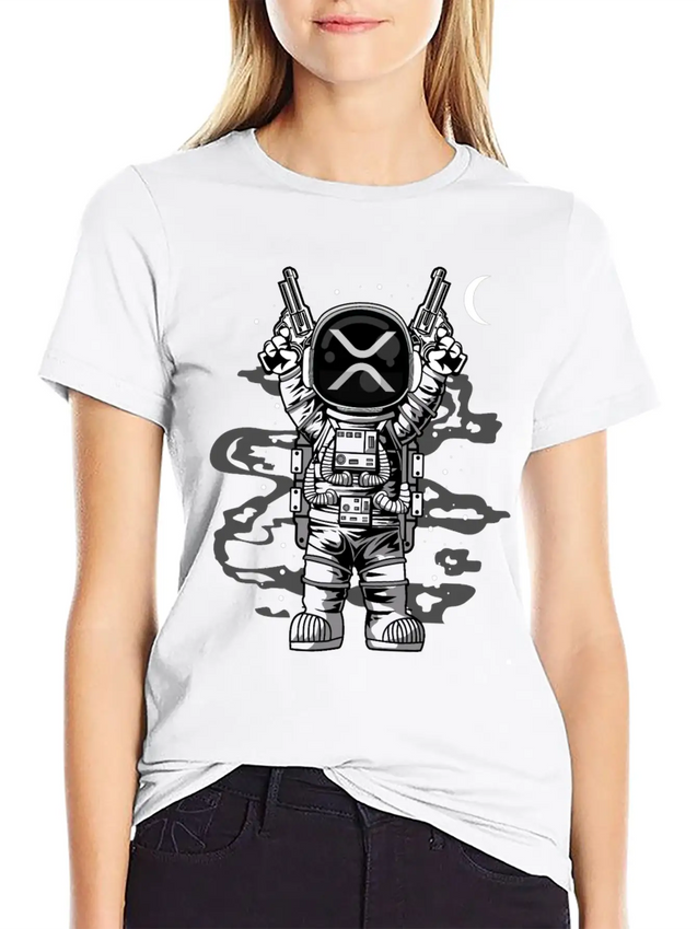 Astronaut Ripple XRP Coin To The Moon Crypto Token Lightweight Cotton T-Shirt – Daily Comfort Graphic Shirt