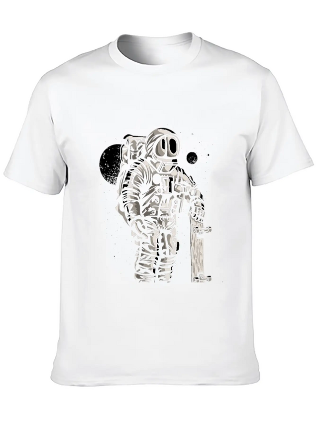 Astronaut Space Skater Lightweight Cotton T-Shirt – Daily Comfort Graphic Shirt
