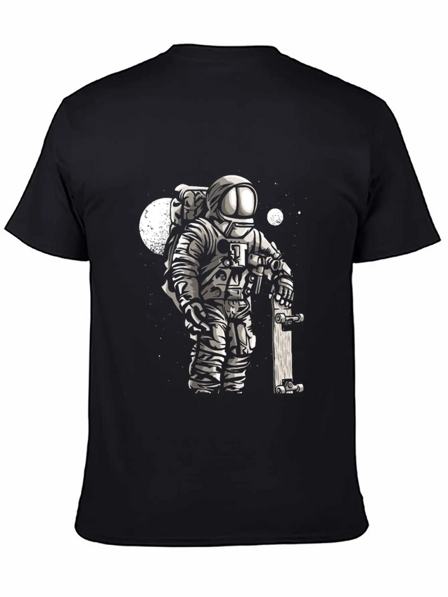 Astronaut Space Skater Lightweight Cotton T-Shirt – Daily Comfort Graphic Shirt