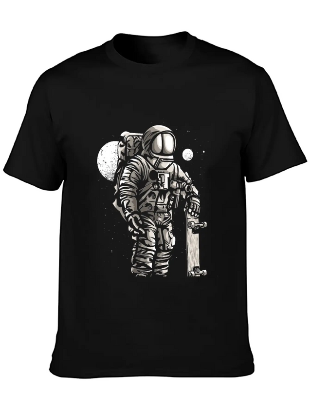 Astronaut Space Skater Lightweight Cotton T-Shirt – Daily Comfort Graphic Shirt