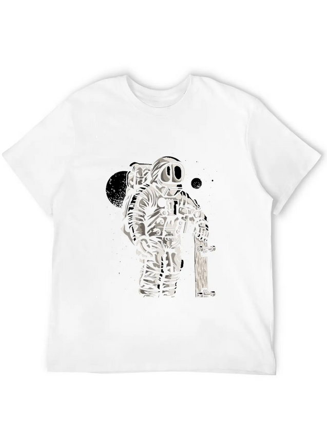 Astronaut Space Skater Lightweight Cotton T-Shirt – Daily Comfort Graphic Shirt