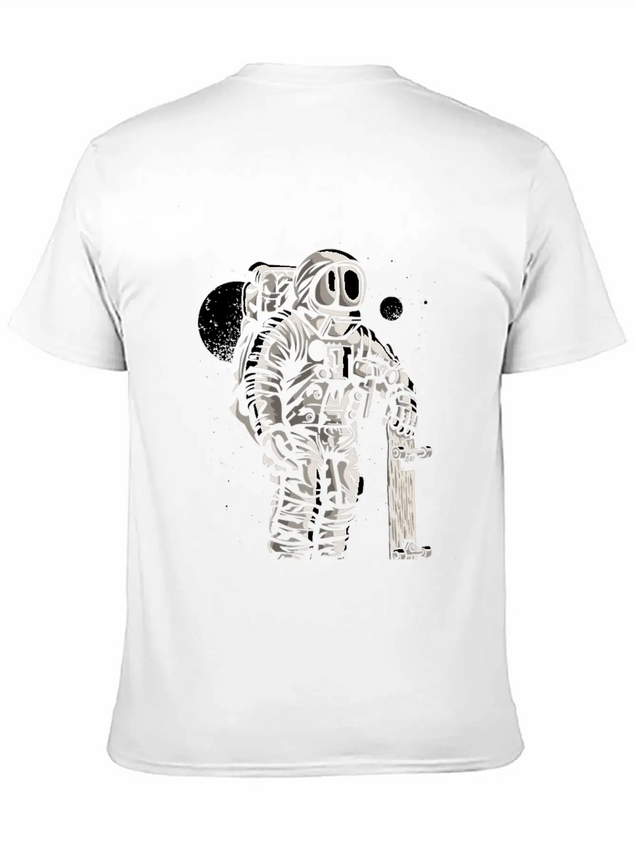 Astronaut Space Skater Lightweight Cotton T-Shirt – Daily Comfort Graphic Shirt