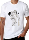 Astronaut Space Skater Lightweight Cotton T-Shirt – Daily Comfort Graphic Shirt