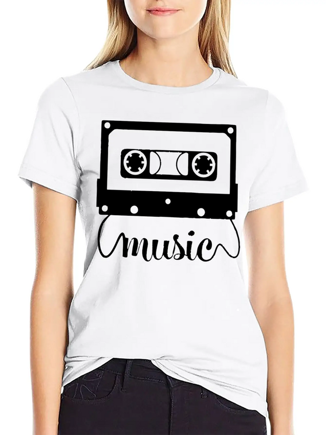 Audio Cassette Funny Lightweight Cotton T-Shirt – Daily Comfort Graphic Shirt