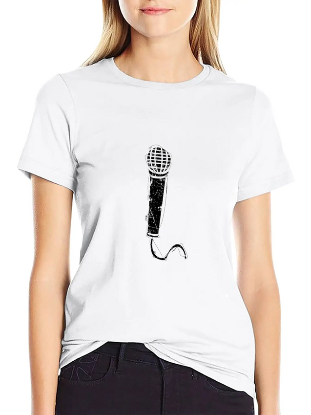 Audio Microphone Musical Instrument Gift Present Lightweight Cotton T-Shirt – Daily Comfort Graphic Shirt