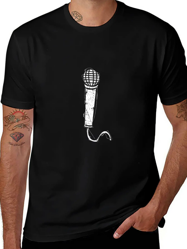 Audio Microphone Musical Instrument Gift Present Lightweight Cotton T-Shirt – Daily Comfort Graphic Shirt