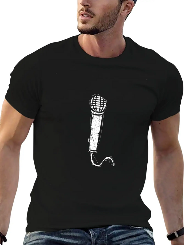 Audio Microphone Musical Instrument Gift Present Lightweight Cotton T-Shirt – Daily Comfort Graphic Shirt