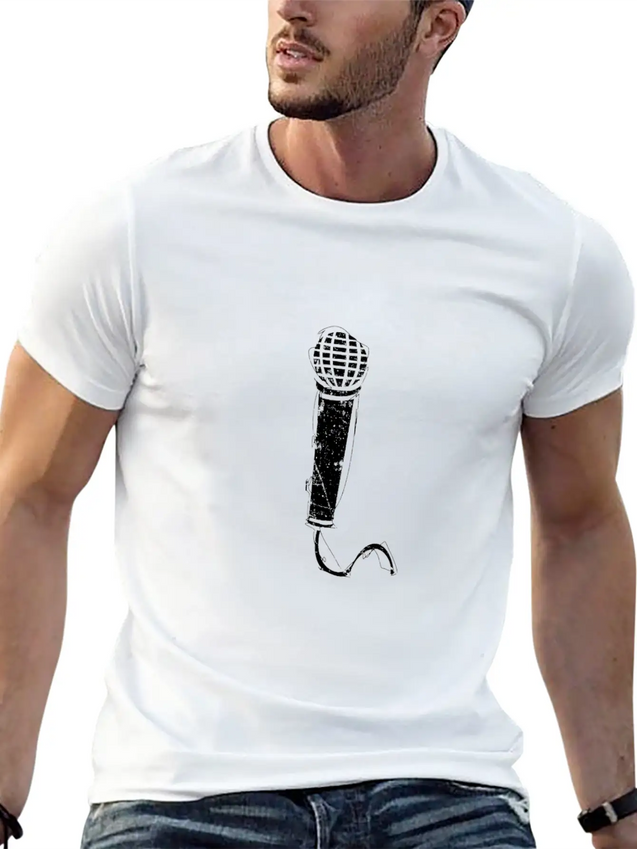 Audio Microphone Musical Instrument Gift Present Lightweight Cotton T-Shirt – Daily Comfort Graphic Shirt