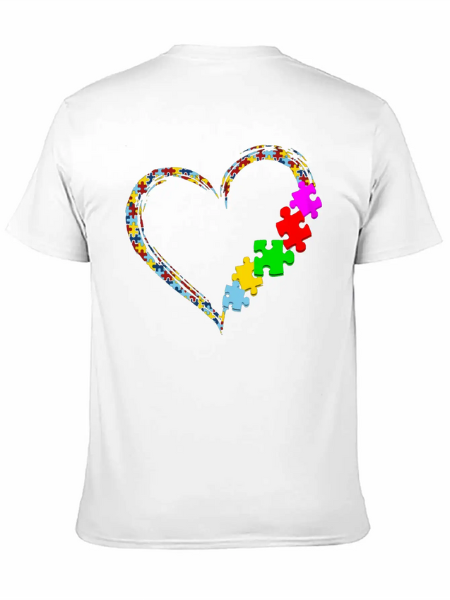 Autism Heart Awareness Lightweight Cotton T-Shirt – Daily Comfort Graphic Shirt