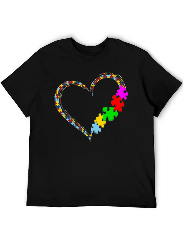 Autism Heart Awareness Lightweight Cotton T-Shirt – Daily Comfort Graphic Shirt