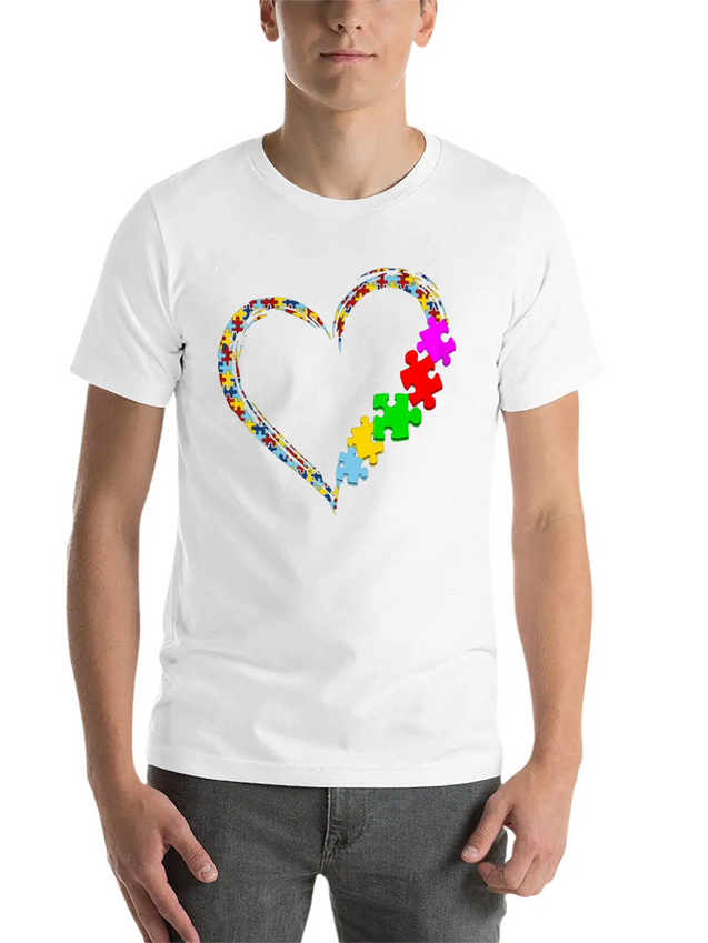 Autism Heart Awareness Lightweight Cotton T-Shirt – Daily Comfort Graphic Shirt