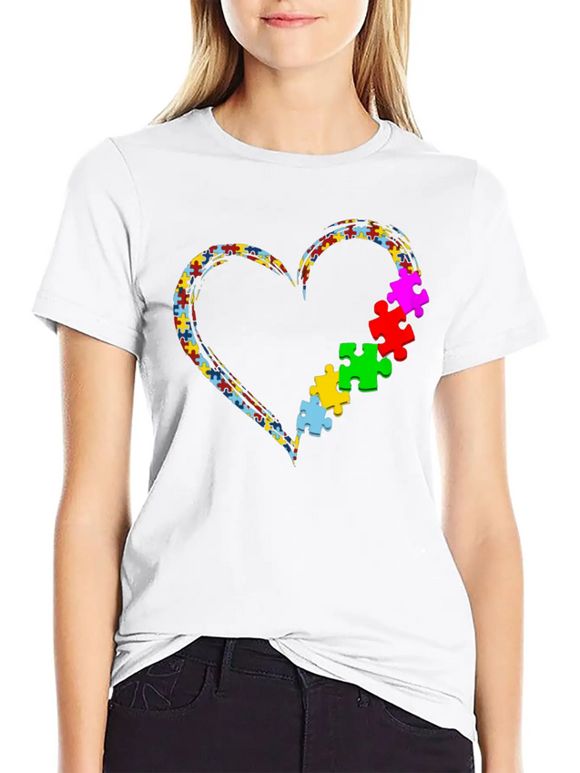 Autism Heart Awareness Lightweight Cotton T-Shirt – Daily Comfort Graphic Shirt