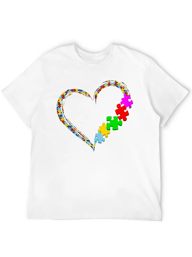 Autism Heart Awareness Lightweight Cotton T-Shirt – Daily Comfort Graphic Shirt