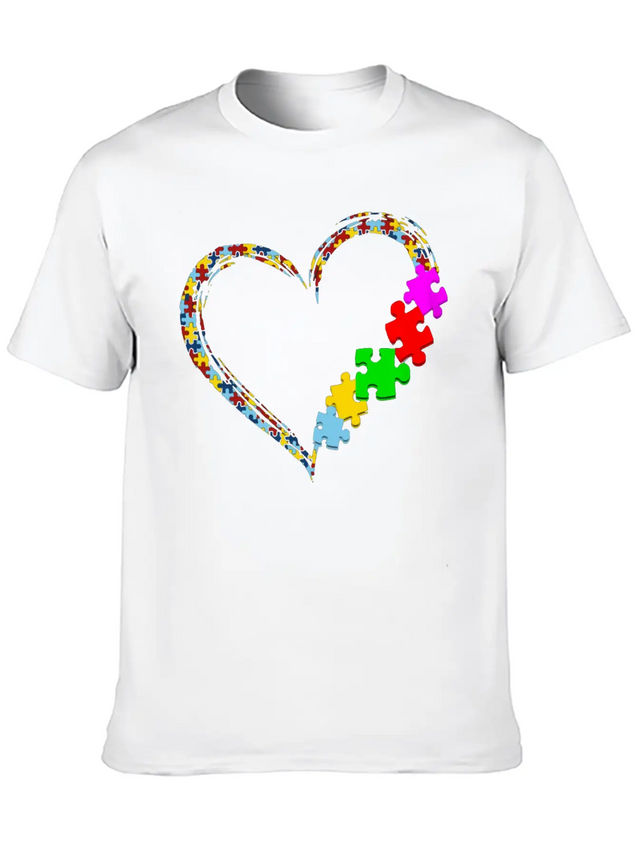 Autism Heart Awareness Lightweight Cotton T-Shirt – Daily Comfort Graphic Shirt