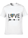 Autism Love Heart Valentines Day Autism Lightweight Cotton T-Shirt – Daily Comfort Graphic Shirt