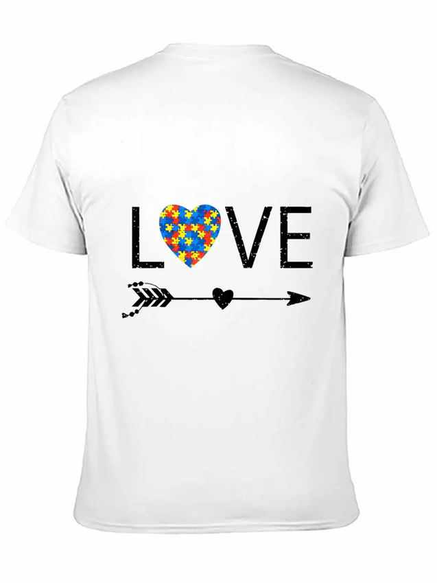 Autism Love Heart Valentines Day Autism Lightweight Cotton T-Shirt – Daily Comfort Graphic Shirt