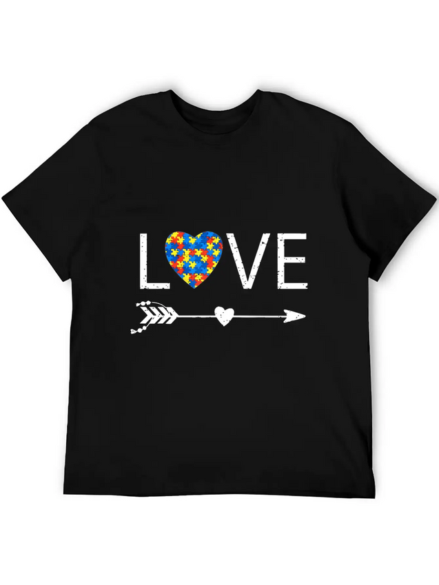 Autism Love Heart Valentines Day Autism Lightweight Cotton T-Shirt – Daily Comfort Graphic Shirt