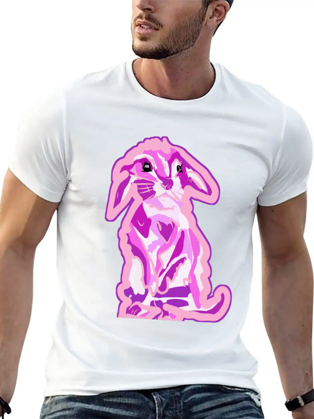 Aww The Cutest Pinkish Rabbit In The World Lightweight Cotton T-Shirt – Daily Comfort Graphic Shirt
