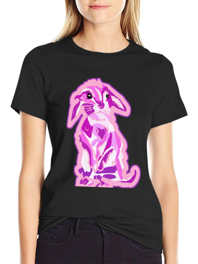 Aww The Cutest Pinkish Rabbit In The World Lightweight Cotton T-Shirt – Daily Comfort Graphic Shirt
