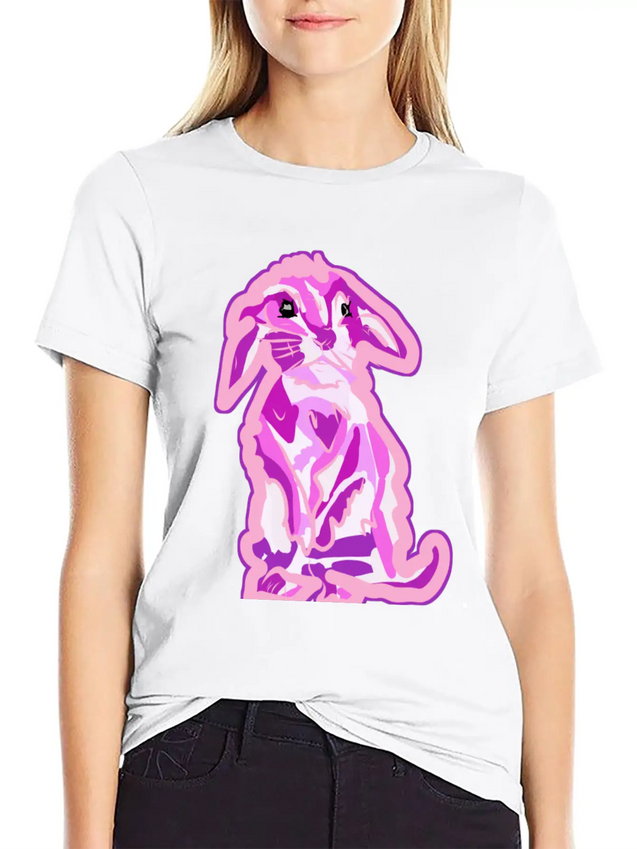 Aww The Cutest Pinkish Rabbit In The World Lightweight Cotton T-Shirt – Daily Comfort Graphic Shirt