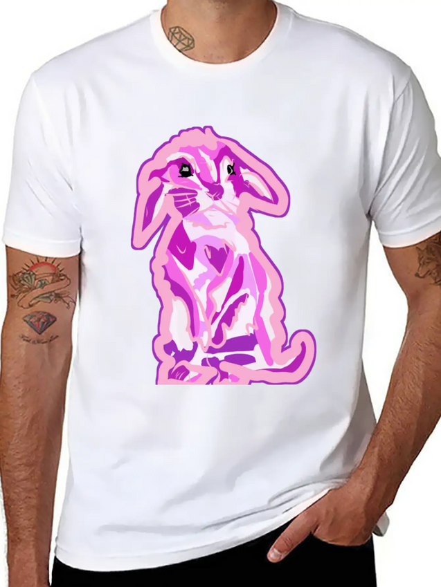 Aww The Cutest Pinkish Rabbit In The World Lightweight Cotton T-Shirt – Daily Comfort Graphic Shirt