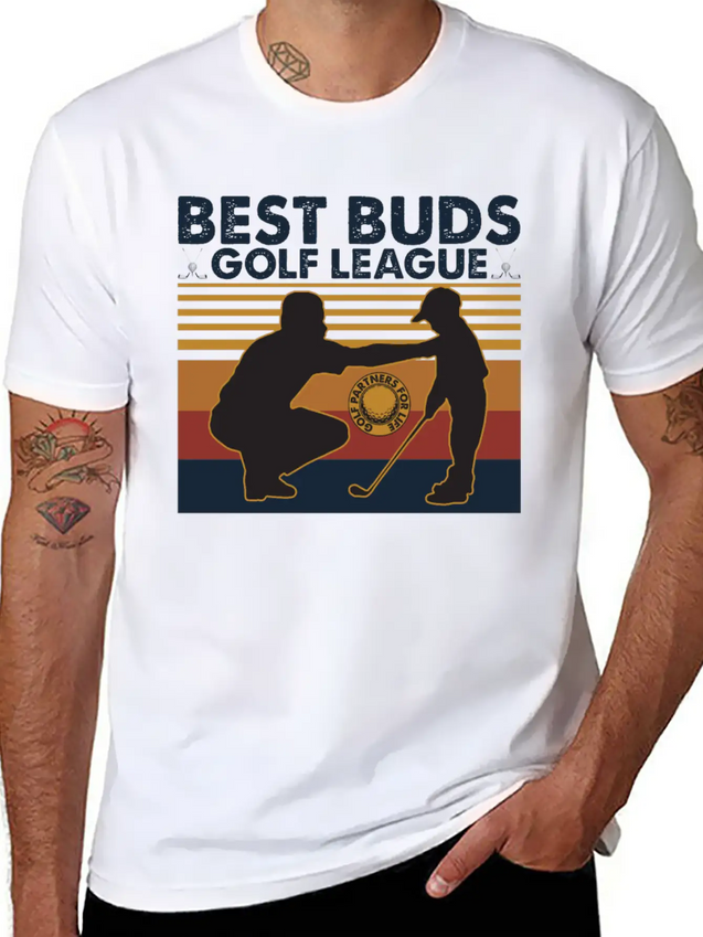 Best Buds Golf League Vintage Matching Father Son Lightweight Cotton T-Shirt – Daily Comfort Graphic Shirt
