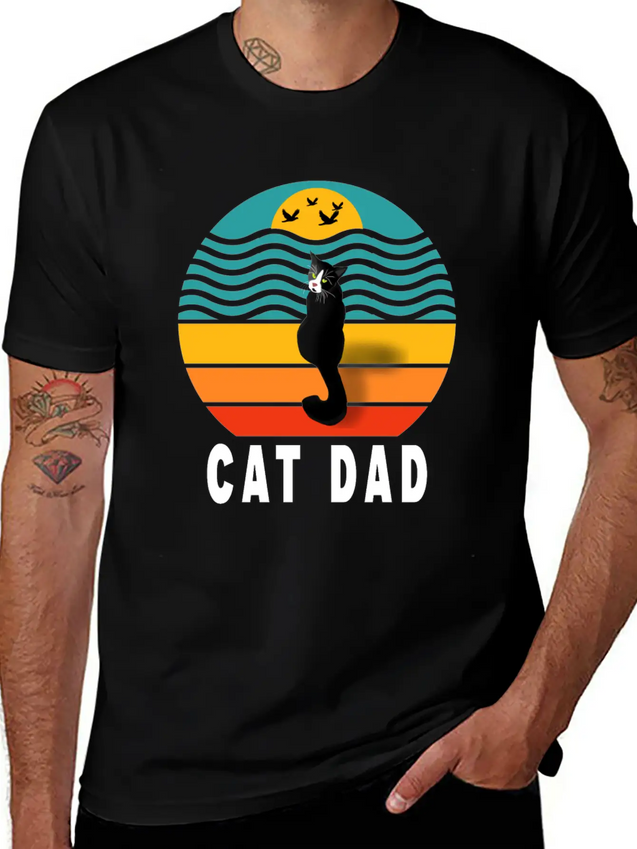 Best Cat Dad Ever Lightweight Cotton T-Shirt – Daily Comfort Graphic Shirt