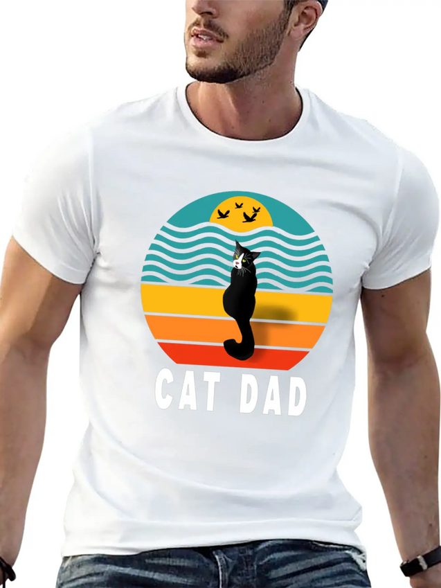 Best Cat Dad Ever Lightweight Cotton T-Shirt – Daily Comfort Graphic Shirt
