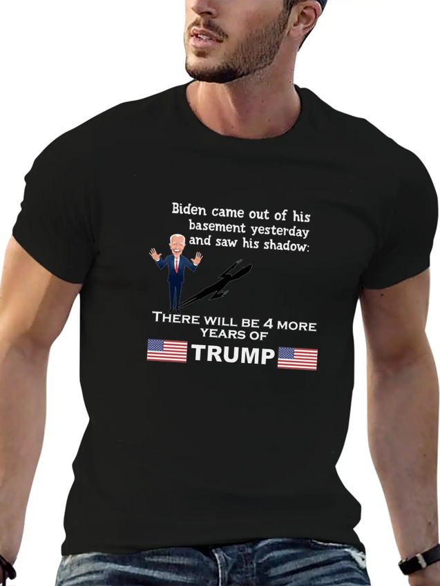 BIDEN SHADOW 4 MORE YEARS OF TRUMP Lightweight Cotton T-Shirt – Daily Comfort Graphic Shirt