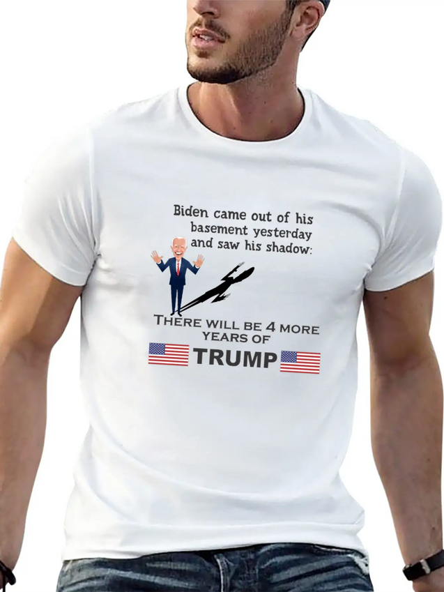 BIDEN SHADOW 4 MORE YEARS OF TRUMP Lightweight Cotton T-Shirt – Daily Comfort Graphic Shirt