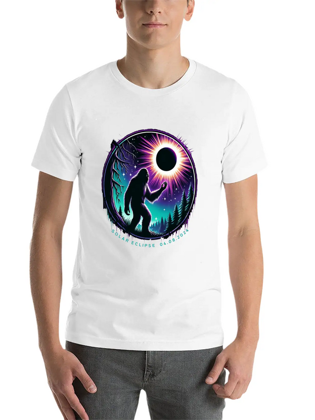 Bigfoot Total Solar Eclipse 2024 Lightweight Cotton T-Shirt – Daily Comfort Graphic Shirt
