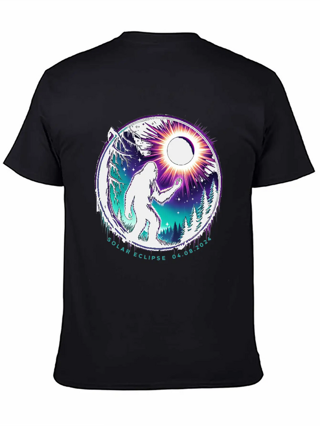 Bigfoot Total Solar Eclipse 2024 Lightweight Cotton T-Shirt – Daily Comfort Graphic Shirt